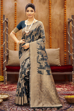 Admiral Blue Cotton Saree