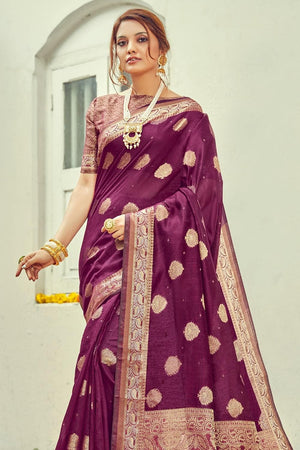 Aubergine Purple Cotton Saree