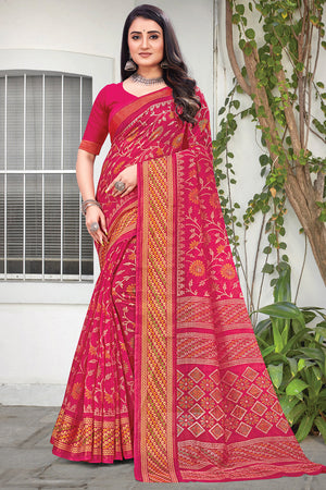 Azalea Pink Cotton Saree