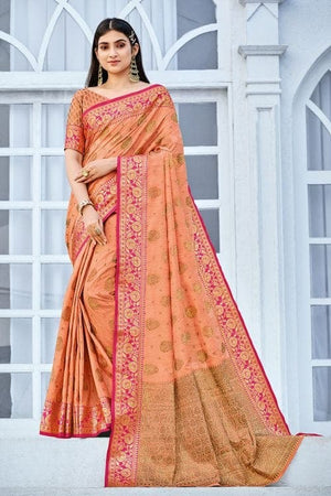 Bronze Orange Cotton Saree