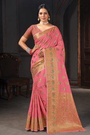 Camellia Pink Cotton Saree