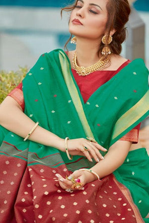 Clover Green Cotton Saree