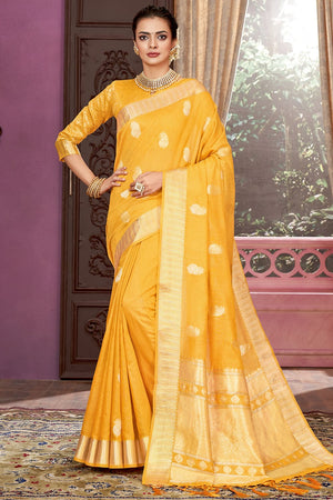 Dandelion Yellow Cotton Saree