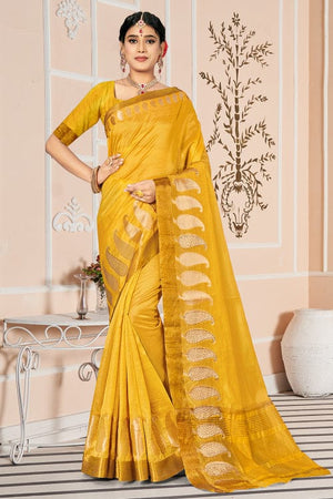 Dandelion Yellow Cotton Saree