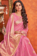 pink cotton saree