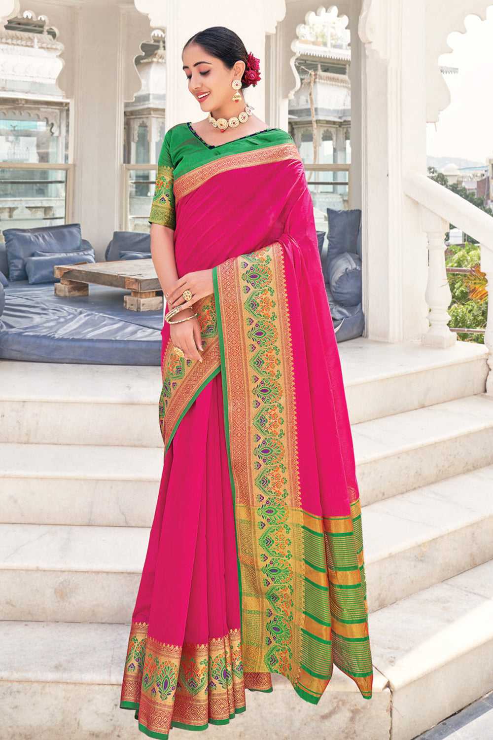 Shaded Fuchsia And Pink Saree With Blouse at best price in Kolkata