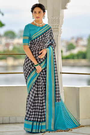 Gray Cotton Saree