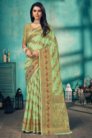 Green Cotton Saree