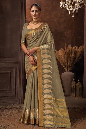 Grey Cotton Saree