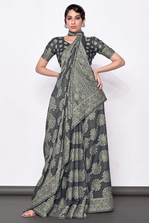 Grey Cotton Saree