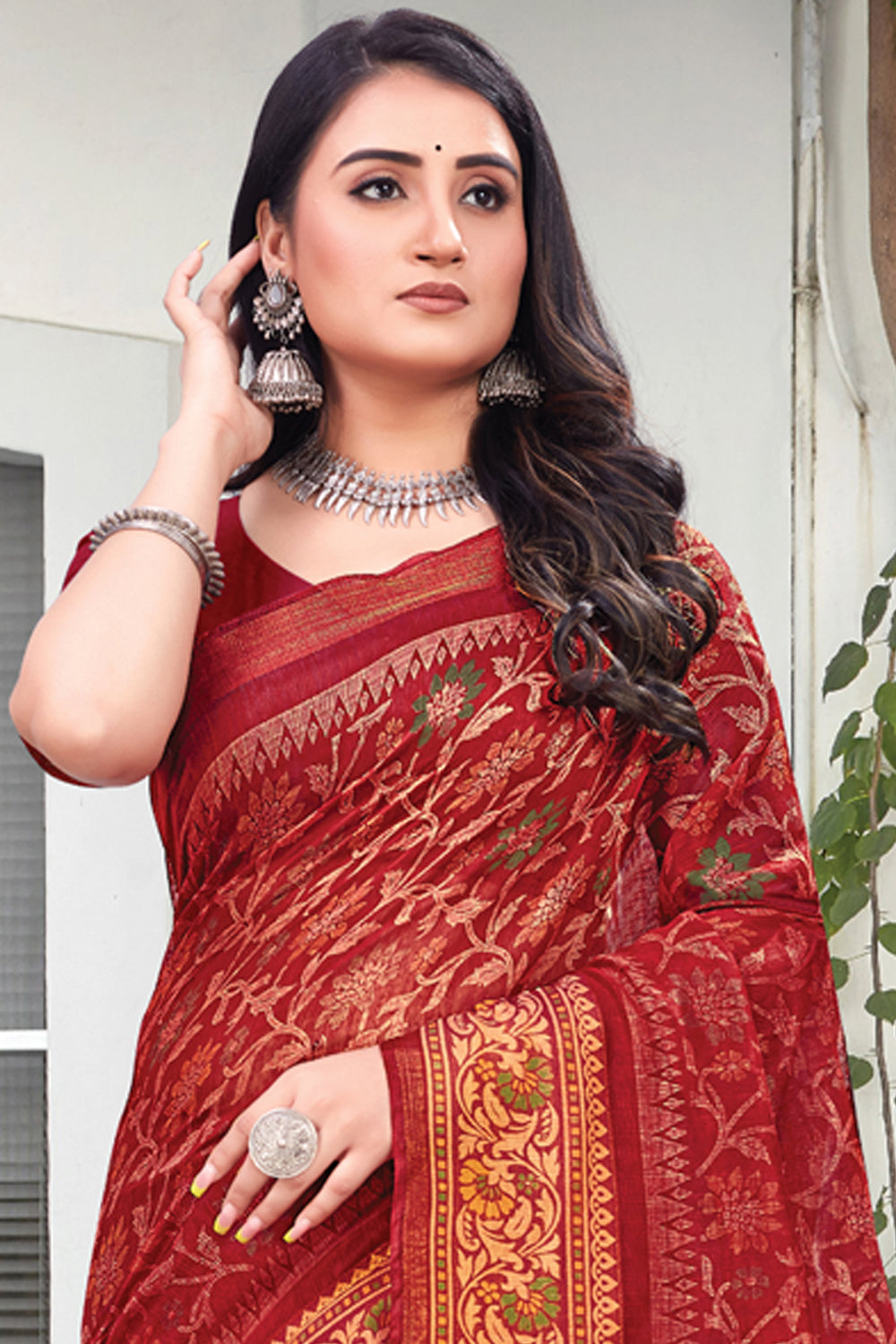 Red Printed Cotton Saree, 6.3 m (With Blouse Piece) at Rs 322 in Surat