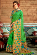 green cotton saree