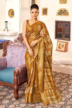 Medallion Yellow Cotton Saree