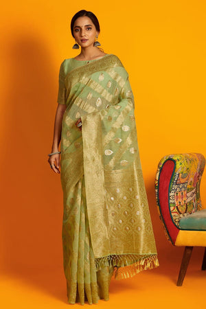 Mint Green Cotton Saree