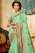 green cotton saree