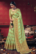 cotton saree, green saree