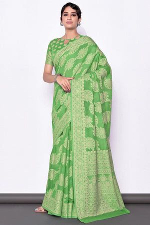 Mint Green Cotton Saree