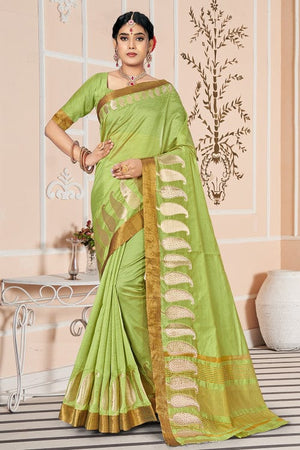 Mint Green Cotton Saree