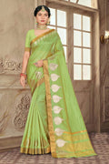 green cotton saree