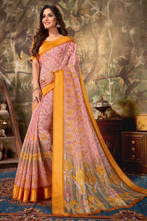 Peach Cotton Saree