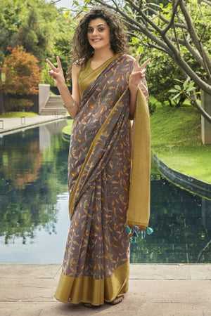 Porpoise Grey Cotton Saree