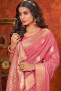 pink cotton saree