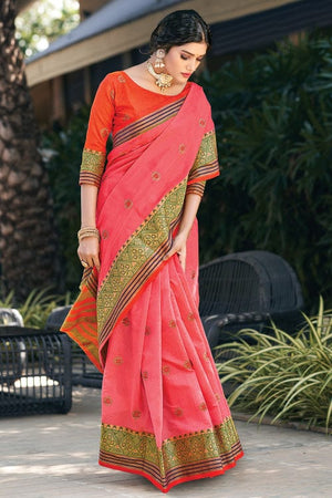 Punch Pink Cotton Saree