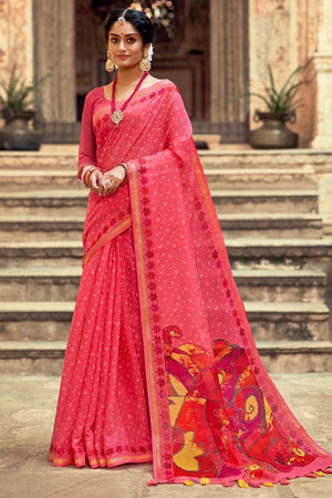 Punch Pink Cotton Saree