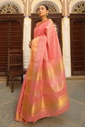 pink cotton saree