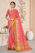 pink cotton saree