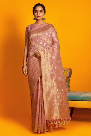 Rose Pink Cotton Saree