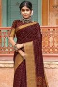 maroon cotton saree