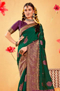 green cotton saree