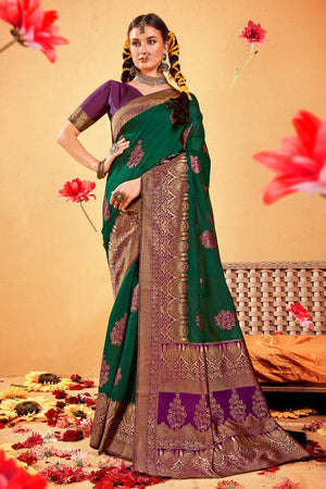 Sacramento Green Cotton Saree