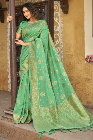 Sea Green Cotton Saree