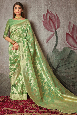 Shamrock Green Cotton Saree