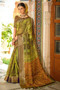 green cotton saree