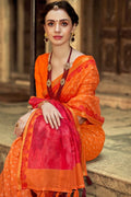 orange cotton saree