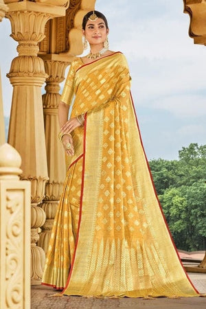 Tulip Yellow Cotton Saree