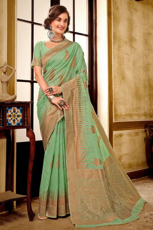 Vivid Green Cotton Saree