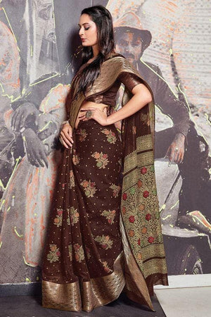 Walnut Brown Cotton Saree