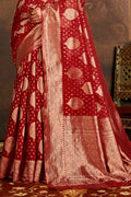 red cotton silk saree