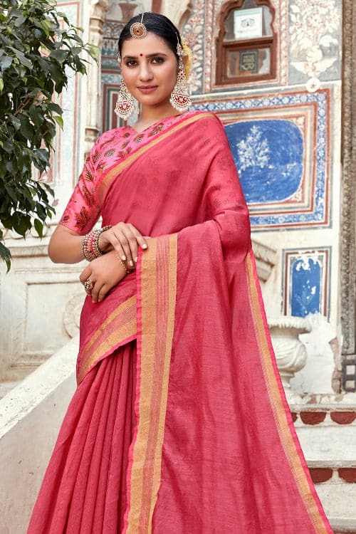 cotton silk saree dahlia pink cotton silk saree silk saree online 32065956151489