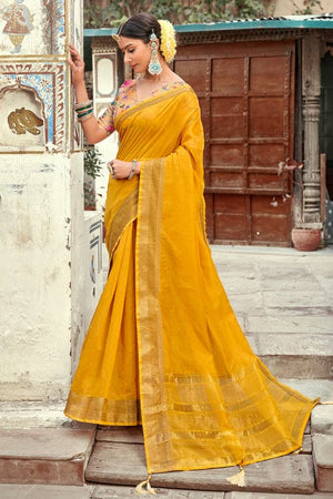 Lily Yellow Cotton Silk Saree