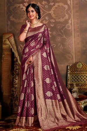 Violet Cotton Silk Saree