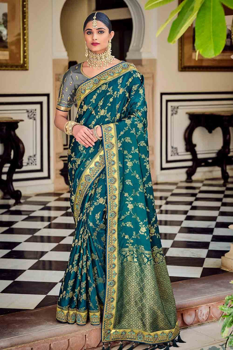 Buy Grape Purple Banarasi Saree online-Karagiri