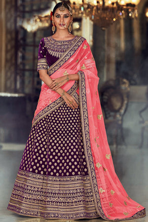 Indigo Purple Designer Lehenga Choli (Semi-Stitched)