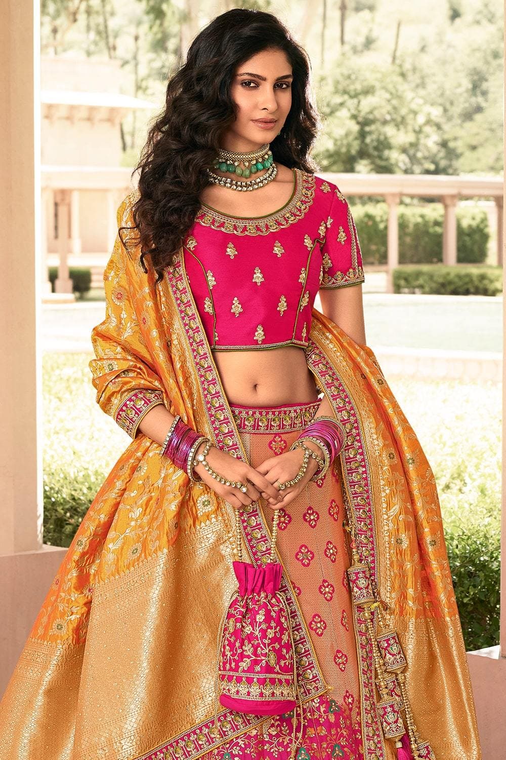 Orange Pink Lehenga Saree | Saree designs, Indian fashion lehenga, Party  wear lehenga