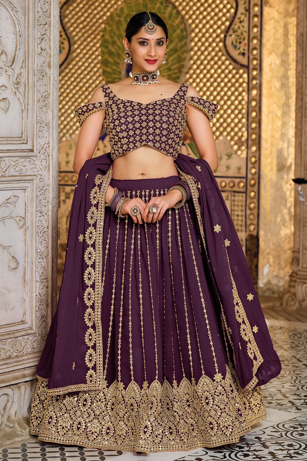 Buy Violet Purple Designer Lehenga online-Karagiri