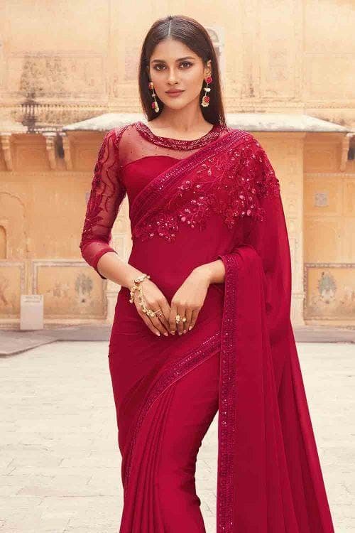 Rangoli Silk Designer Saree In Red Colour